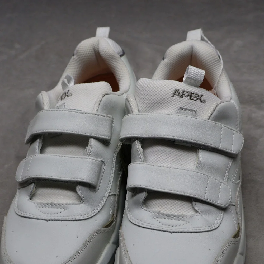 Apex Mens 10 Wide Walking Shoes‎ White Double Strap Ambulator Casual Comfort NEW